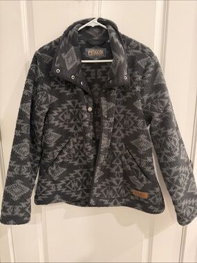 Pendleton Charcoal & Light Gray Geometric Sherpa Jacket